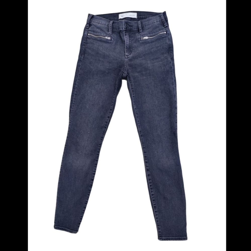Gap True Skinny Jean Black  Zipper Detail 27